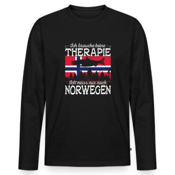 Ich muss nur nach Norwegen Skandinavien Norwegen - Männer Premium Bio Langarmshirt - Schwarz - Vorne - Nico (187cm)