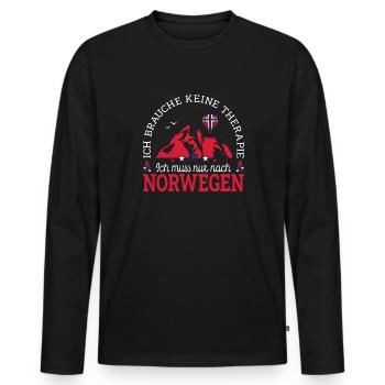 Ich muss nur nach Norwegen Skandinavien Norwegen - Männer Premium Bio Langarmshirt - Schwarz - Vorne - Nico (187cm)