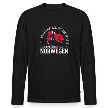 Ich muss nur nach Norwegen Skandinavien Norwegen - Männer Premium Bio Langarmshirt - Schwarz - Vorne - Nico (187cm)