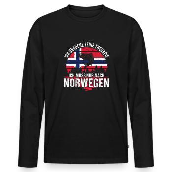 Ich muss nur nach Norwegen Skandinavien Norwegen - Männer Premium Bio Langarmshirt - Schwarz - Vorne - Nico (187cm)