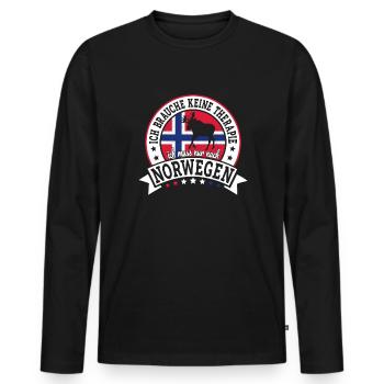 Ich muss nur nach Norwegen Skandinavien Norwegen - Männer Premium Bio Langarmshirt - Schwarz - Vorne - Nico (187cm)