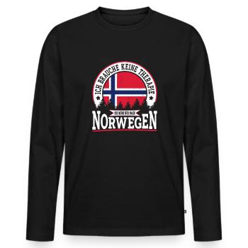 Ich muss nur nach Norwegen Skandinavien Norwegen - Männer Premium Bio Langarmshirt - Schwarz - Vorne - Nico (187cm)