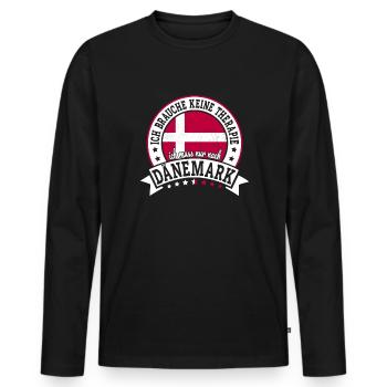 Ich muss nur nach Dänemark Skandinavien Dänemark - Männer Premium Bio Langarmshirt - Schwarz - Vorne - Nico (187cm)