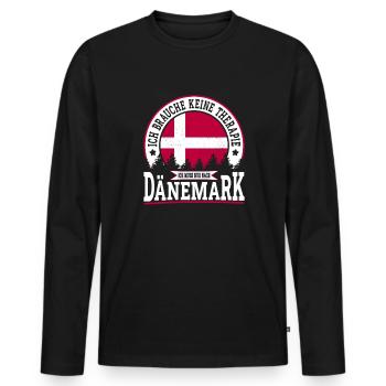 Ich muss nur nach Dänemark Skandinavien Dänemark - Männer Premium Bio Langarmshirt - Schwarz - Vorne - Nico (187cm)