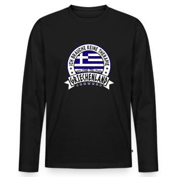 Ich muss nur nach Griechenland Urlaub Hellas - Männer Premium Bio Langarmshirt - Schwarz - Vorne - Nico (187cm)