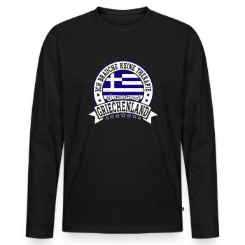 Ich muss nur nach Griechenland Urlaub Hellas - Männer Premium Bio Langarmshirt - Schwarz - Vorne - Nico (187cm)