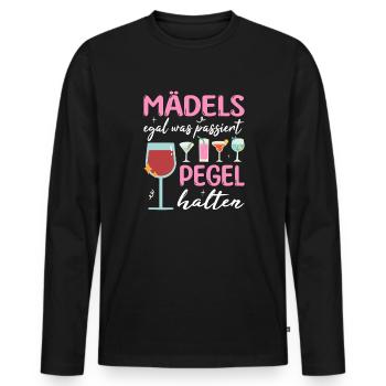 Mädels Pegel halten Mallorca Junggesellenabschied - Männer Premium Bio Langarmshirt - Schwarz - Vorne - Nico (187cm)