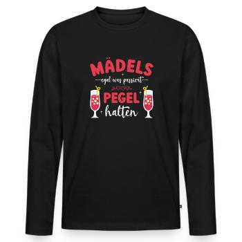 Mädels Pegel halten Mallorca Junggesellenabschied - Männer Premium Bio Langarmshirt - Schwarz - Vorne - Nico (187cm)