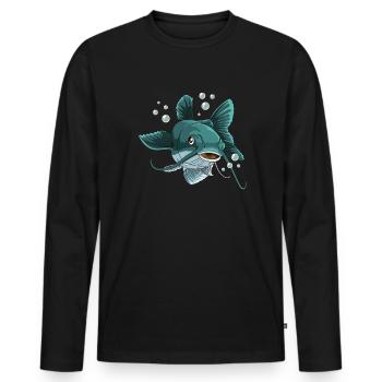 catfish - Men's Premium Organic Long Sleeve Shirt - black - Front - Nico (187cm)