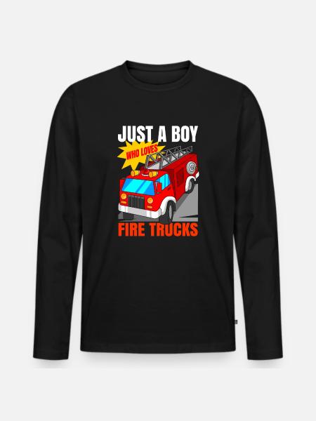 Fire Brigade Fire Engine Boys - Men's Premium Organic Long Sleeve Shirt - black