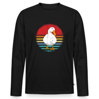 Retro Vintage Duck - Duck Lovers - Men's Premium Organic Long Sleeve Shirt - black - Front - Nico (187cm)