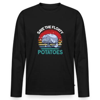 Manatee Manatee - Men's Premium Organic Long Sleeve Shirt - black - Front - Nico (187cm)
