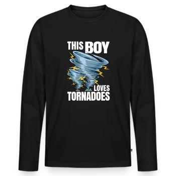 This boy loves tornado meteorologist - Men's Premium Organic Long Sleeve Shirt - black - Front - Nico (187cm)