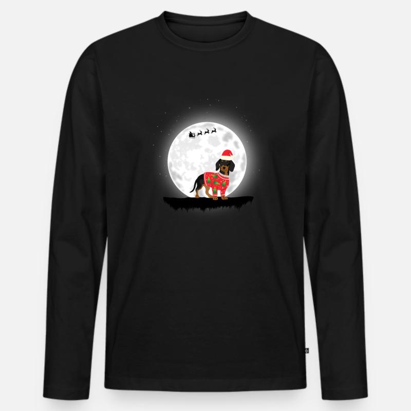 Dackel Weihnachten Geschenk - Männer Premium Bio Langarmshirt - Schwarz