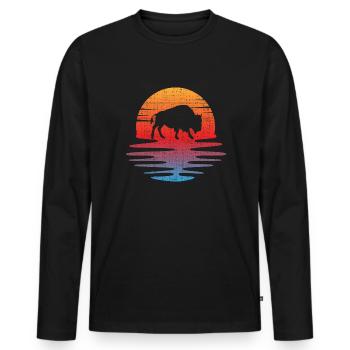 Büffel - Männer Premium Bio Langarmshirt - Schwarz - Vorne - Nico (187cm)