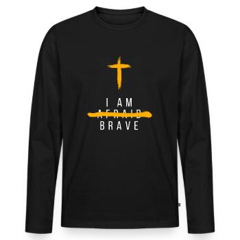 I AM BRAVE - T-shirt manches longues Premium bio Homme - noir - Devant - Nico (187cm)