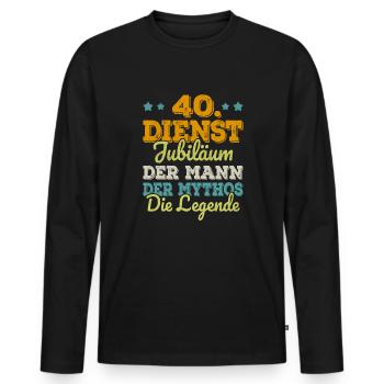 40 ans de service anniversaire Cadeau d’anniversaire d’entreprise - T-shirt manches longues Premium bio Homme - noir - Devant - Nico (187cm)