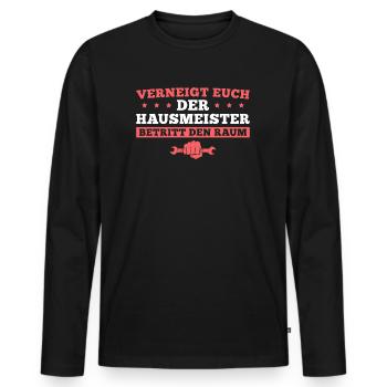 Hausbetreuer Hauswart Humor Hausmeister - Männer Premium Bio Langarmshirt - Schwarz - Vorne - Nico (187cm)