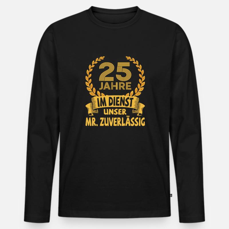 25 Jähriges Dienstjubiläum Firmenjubiläum Geschenk - Männer Premium Bio Langarmshirt - Schwarz