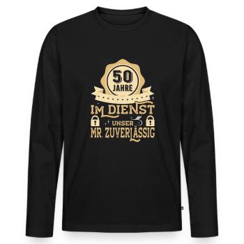 50th Anniversary Company Anniversary Gift - Men's Premium Organic Long Sleeve Shirt - black - Front - Nico (187cm)