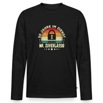 50th Anniversary Company Anniversary Gift - Men's Premium Organic Long Sleeve Shirt - black - Front - Nico (187cm)
