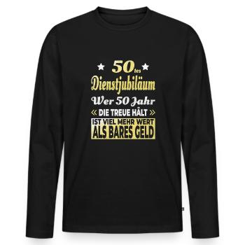 Cadeau d’anniversaire de l’entreprise 50e anniversaire - T-shirt manches longues Premium bio Homme - noir - Devant - Nico (187cm)