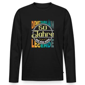 50th Anniversary Company Anniversary Gift - Men's Premium Organic Long Sleeve Shirt - black - Front - Nico (187cm)