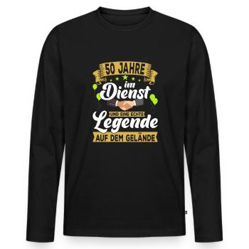 50th Anniversary Company Anniversary Gift - Men's Premium Organic Long Sleeve Shirt - black - Front - Nico (187cm)