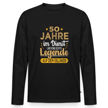 50th Anniversary Company Anniversary Gift - Men's Premium Organic Long Sleeve Shirt - black - Front - Nico (187cm)
