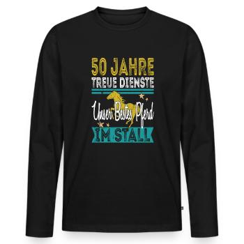 50th Anniversary Company Anniversary Gift - Men's Premium Organic Long Sleeve Shirt - black - Front - Nico (187cm)