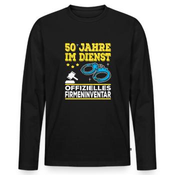 50th Anniversary Company Anniversary Gift - Men's Premium Organic Long Sleeve Shirt - black - Front - Nico (187cm)