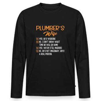 Mari Papa Plombier Femme Plomberie - T-shirt manches longues Premium bio Homme - noir - Devant - Nico (187cm)