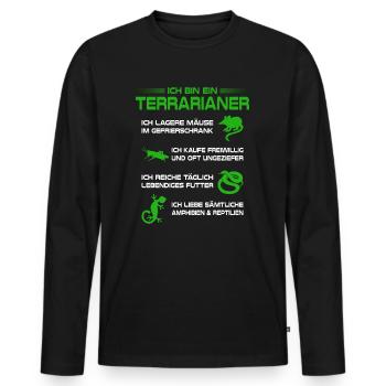 Terrarianer Terrarium Reptilien Amphibien - Männer Premium Bio Langarmshirt - Schwarz - Vorne - Nico (187cm)