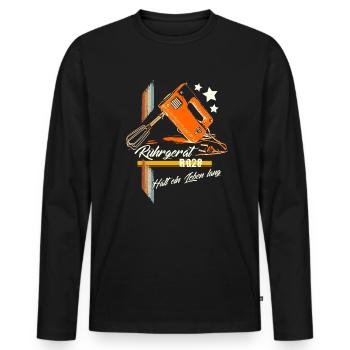 RG28 Mixer DDR Kult - N(o)stalgie Retro - Männer Premium Bio Langarmshirt - Schwarz - Vorne - Nico (187cm)