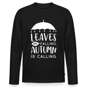 Cadeau Doux Automne Drôle Pluie - T-shirt manches longues Premium bio Homme - noir - Devant - Nico (187cm)