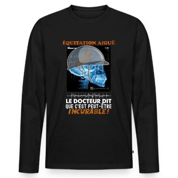 Equitation, cadeau humour cheval - T-shirt manches longues Premium bio Homme - noir - Devant - Nico (187cm)