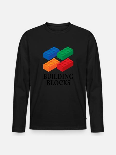 Souvenirs Fra Danmark Plastic Bricks Building Blo - Premium økologisk langærmet T-shirt til mænd - sort