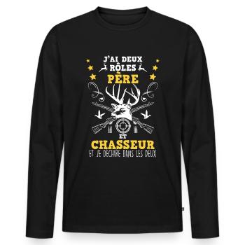 Père Et Chasseur L'Homme Parfait Qui Déchire - T-shirt manches longues Premium bio Homme - noir - Devant - Nico (187cm)