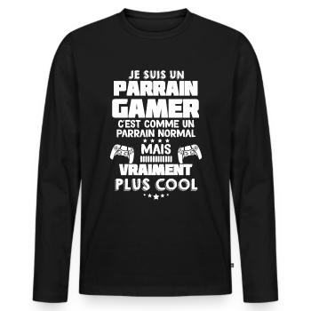 For My Godfather Gamer Super Cool - Men's Premium Organic Long Sleeve Shirt - black - Front - Nico (187cm)