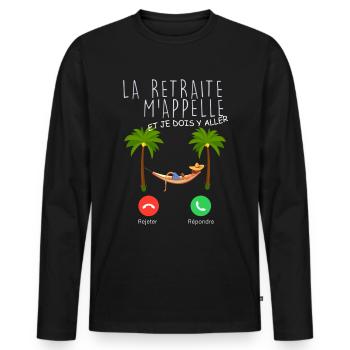 Cadeau Homme Retraite m'appelle - T-shirt manches longues Premium bio Homme - noir - Devant - Nico (187cm)