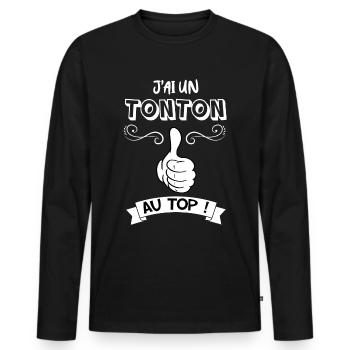 Le TOnton Au Top Qui Déchire - T-shirt manches longues Premium bio Homme - noir - Devant - Nico (187cm)