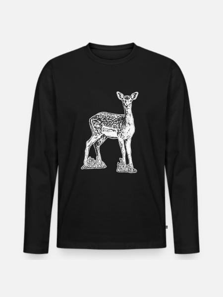 Deer black and white - Men's Premium Organic Long Sleeve Shirt - black