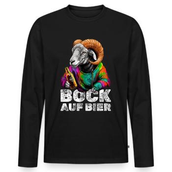 Bock auf Bier Spruch Ziege JGA Party Trinken - Männer Premium Bio Langarmshirt - Schwarz - Vorne - Nico (187cm)