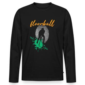 Floorball Floorball FLOORBALL PLAYER Floorballer - Men's Premium Organic Long Sleeve Shirt - black - Front - Nico (187cm)