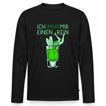Ich Pfeffi mir einen Rein Pfefferminz Likör JGA - Männer Premium Bio Langarmshirt - Schwarz - Vorne - Nico (187cm)