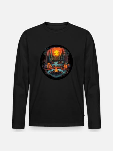 Cozy Campfire16 - Männer Premium Bio Langarmshirt - Schwarz