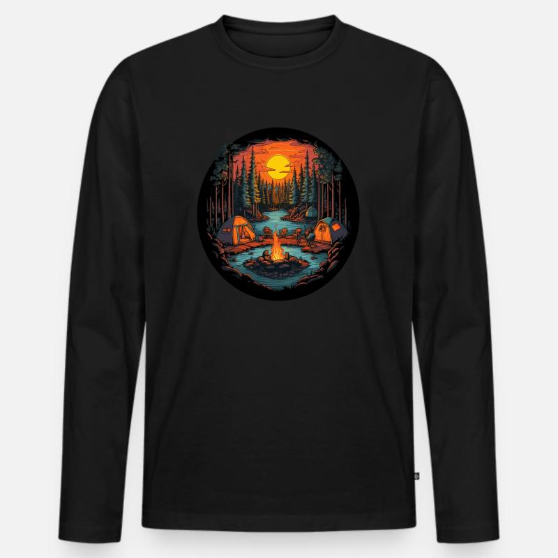 Cozy Campfire16 - Männer Premium Bio Langarmshirt - Schwarz