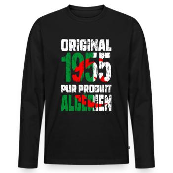 70th Birthday - Original - 1955 - Algerian - Men's Premium Organic Long Sleeve Shirt - black - Front - Nico (187cm)