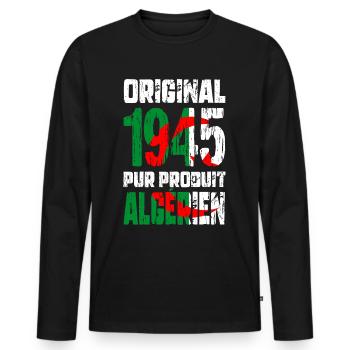 80th Birthday - Original - 1945 - Algerian - Men's Premium Organic Long Sleeve Shirt - black - Front - Nico (187cm)
