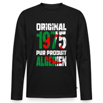50th Anniversary - Original - 1975 - Algerian - Men's Premium Organic Long Sleeve Shirt - black - Front - Nico (187cm)